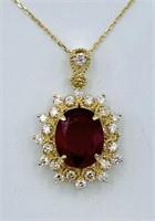 $5200  14k Yellow Gold 5.60cts Ruby & Diamond
