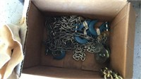 Box Of Misc Chains And Hooks