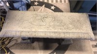 Cement bench with swan deco. 4 foot