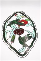 Humming Bird with Red Hibiscus Stained glass