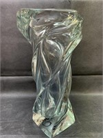 Contemporary Glass Twisted Vase, France, COFRAC