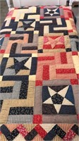 Twin red blue star. Quilt