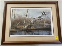 Richard W Plasschaert Framed Wood Ducks Landing