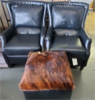 2- chairs (info below), w/ ottoman, bear skin on