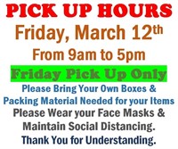 ALL ITEMS MUST BE PICKED UP FRIDAY @5:00PM