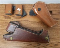 2 Leather Holsters and Mag Holster