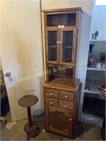 oak step back display cabinet and plant stand