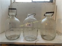 3 old jars (2) OId jars with wood handles (1) ball