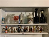 Misc decanters, bottles, and alcohol