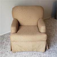 Patterned Tan Upholstered Chair #1