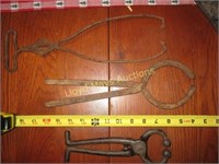 3pc - Bull Nose Plier / Ice Tongs / Rusty Gold!
