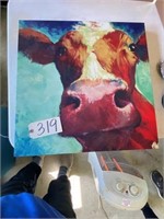 Canvas Cow wall art 22"x 22"