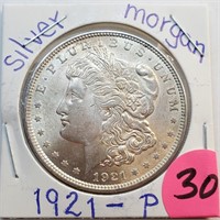 30 - 1921 "P" SILVER MORGAN DOLLAR