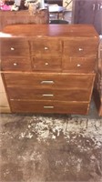 5 drawer vintage wood chest of drawers brown
