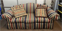 Colorful living room couch 72in. Long 26 arm