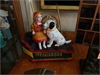 CAST IRON SPEAKING DOG MECHANICAL BANK