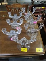 6 FOSTORIA CANDLE STANDS & 1 UNKNOWN