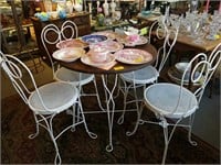 5 PC ANTIQUE ICE CREAM TABLE & CHAIRS