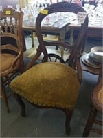 WALNUT W/ UPHOLSTERED SEAT ANTIQUE CHAIR