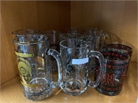 Lot of glass mugs, music glass notes, seasons