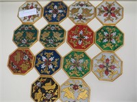 Lot of 14 Hand Painted & Lacquered Coasters