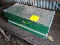Green Wooden Box with Metal B
