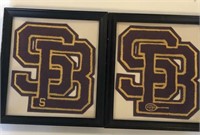 two patches for letter jacket "SB" Framed