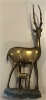 Vintage Adair Gazelle Feeding Baby Brass Statue,
