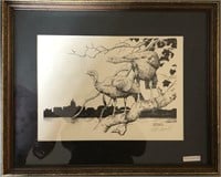 Charles Schwartz signed Turkey Print framed 21x12