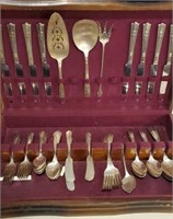 Set of Silverplated silverware in case