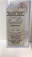 1956 Ohio State Nebraska Press Box Pass