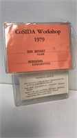 Don Bryant 1979 CoSida workshop name tag-
