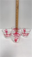 4 vintage Harry Husker clear plastic cups-3” tall