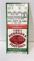 1991 Nebraska vs Colorado State ticket -not mint