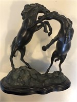 Art Deco Bronze Horses On A Wood Base