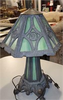 Antique Cast Metal Slag Glass Lamp