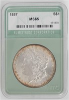 Coin 1887-P Morgan Silver Dollar - NTC MS65