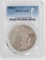 Coin 1884-S Morgan Silver Dollar - PCGS AU50