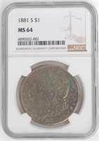 Coin 1881-S Morgan Silver Dollar - NGC MS64