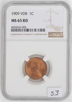 Coin 1909 V.D.B. Lincoln Cent - NGC MS 65 RD