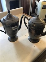 2 silver coffee urns. Rogers silver over copper