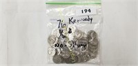 76 Kennedy Half Dollars (No silver)