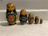Vintage Russian Nesting Dolls Set Wood