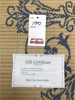 gift certificate, Star City Auto Body