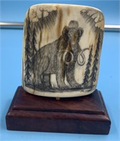 Wooly Mammoth scrimshaw by Michael Scott on mammot