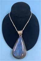 Huge sterling silver pendant with polished labrado