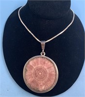 Heavy sterling silver pendant with beautiful pink
