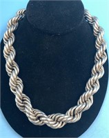 Heavy sterling silver twisted link necklace, 5.5 o