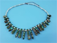 Green turquoise beaded necklace with green turquoi