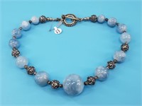 Lovely necklace with large aquamarine beads, about